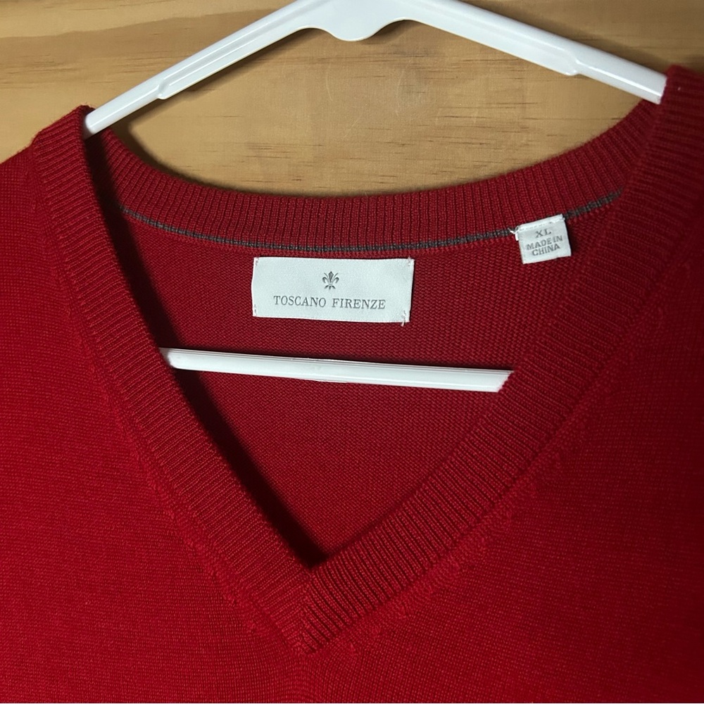Men’s Toscano Firenze Extrafine Merino Wool Red Vest - Picture 3 of 7